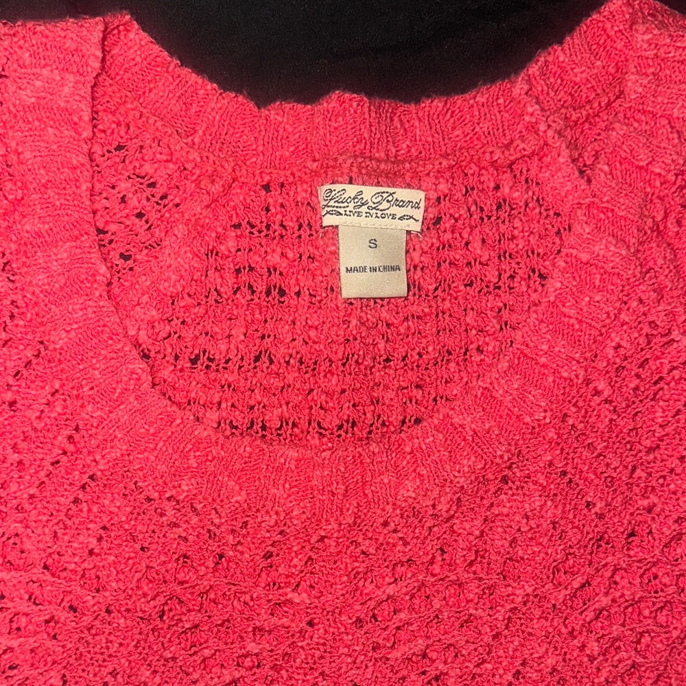 Lucky Brand Women's Vibrant Pink Crew Neck Sweater